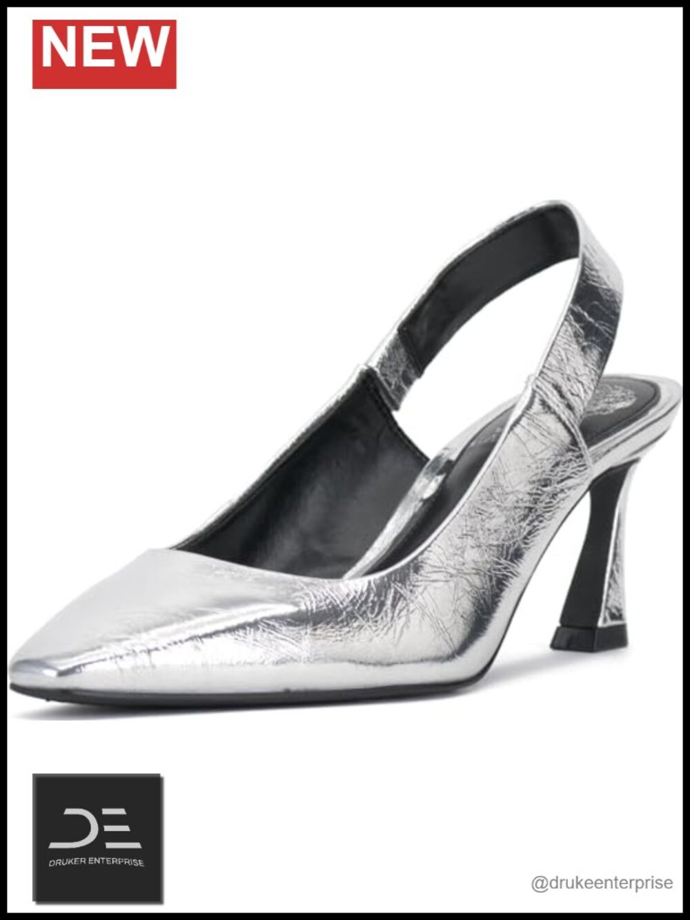 Vince Camuto Samila Slingback Pumps Flare Heel Almond Toe Leather Women's Shoes
